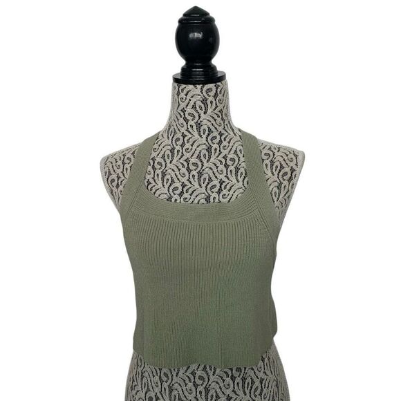 Aritzia Wilfred Cayenne Cropped Knit Halter Top Sage Green Size M - Picture 4 of 12
